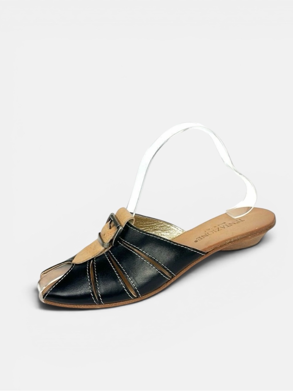 Tentazione Italy Black Leather Mules Sandals New EUR 36 US 5,5-6
